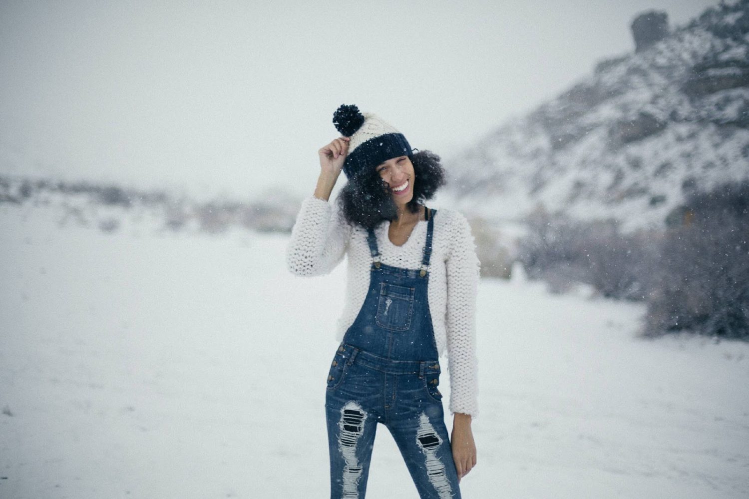 Overalls with Chunky Sweater