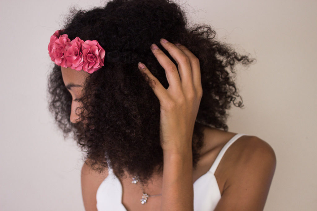 Love Your Curls - Natural Hair with Pink Floral Headband