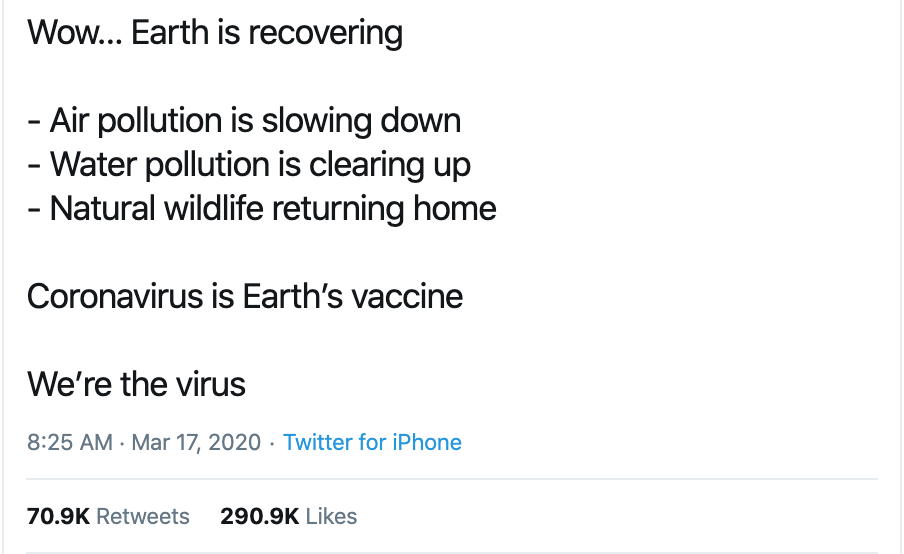 Humans are the Virus Tweet