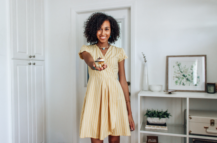 Pretty Yellow Birthday Dress + Cupcake